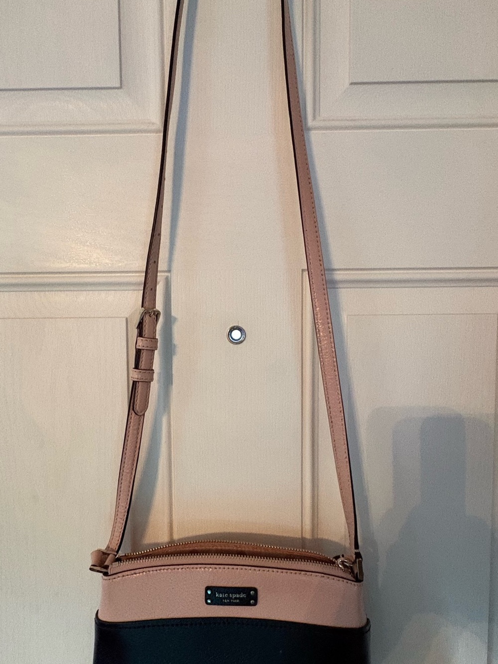 kate spade blush pink and black dome crossbody